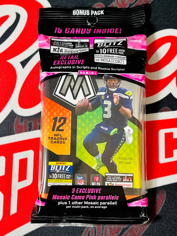 2021 Panini Mosaic Football Cello Pack (Pink Camo Mosaic Prizms)